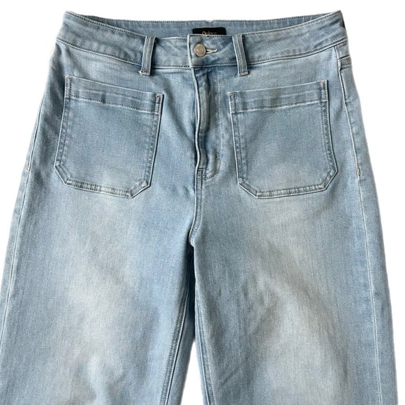 Quince Stretch High Rise Patch Pocket Wide Leg Jeans Light Wash Size 30 - Picture 3 of 8